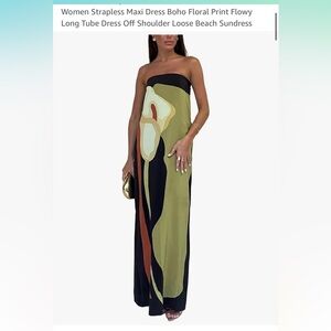 Elegant Black and Olive Strapless Dress from Amazon. Never worn